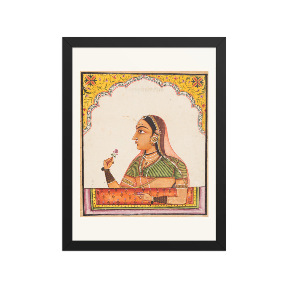 Noblewoman at a Jharokha Window — Restored Rajput Wall Art — view 2