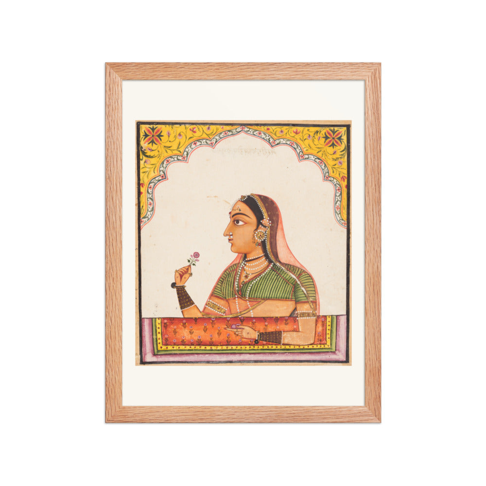 Noblewoman at a Jharokha Window — Restored Rajput Wall Art — view 4