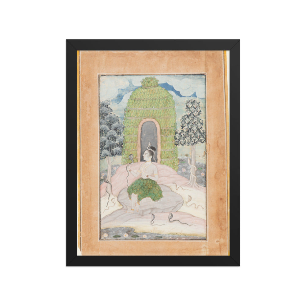 Ascetic Princess with Snakes in a Wilderness: Asavari — Restored Rajput Wall Art — view 2