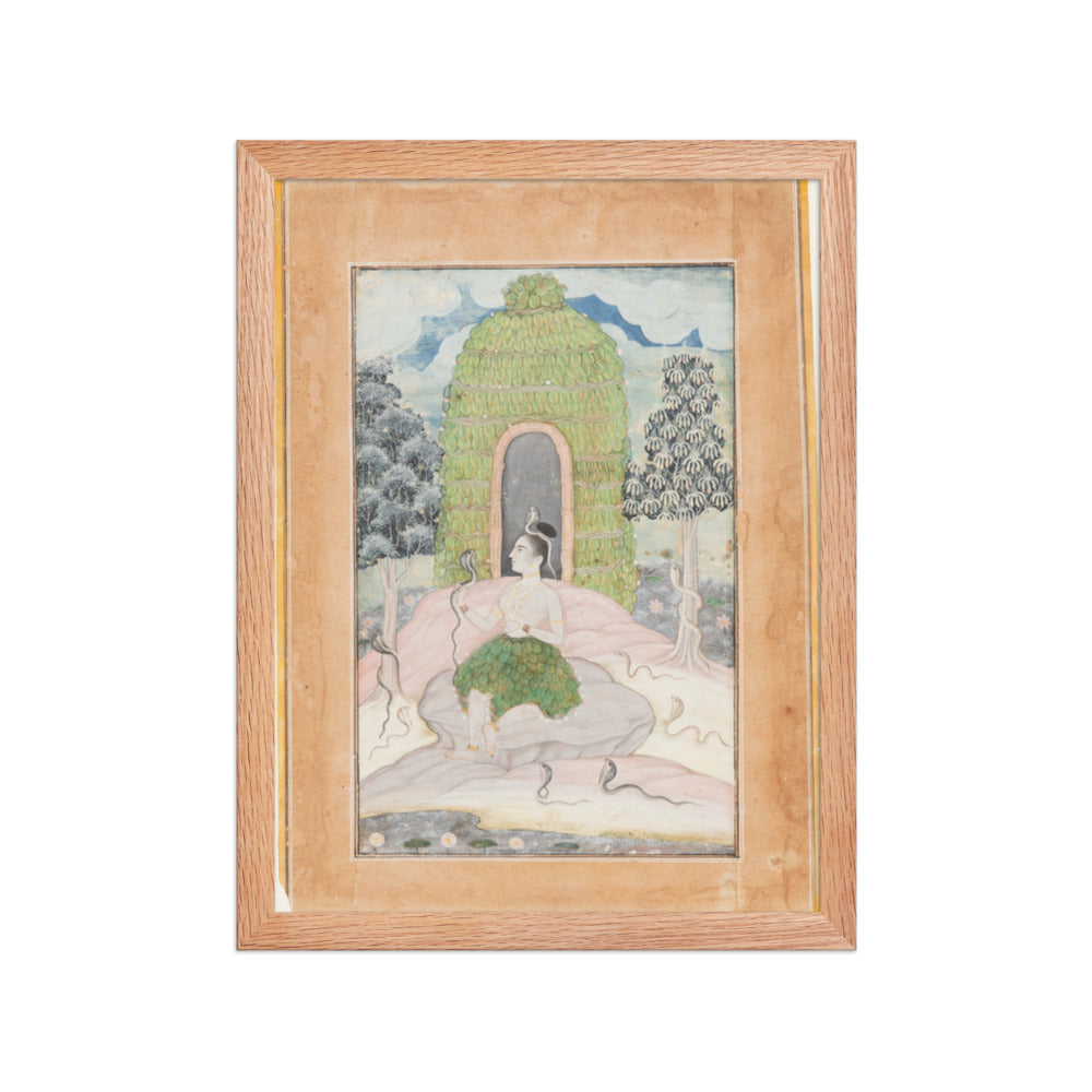 Ascetic Princess with Snakes in a Wilderness: Asavari — Restored Rajput Wall Art — view 4