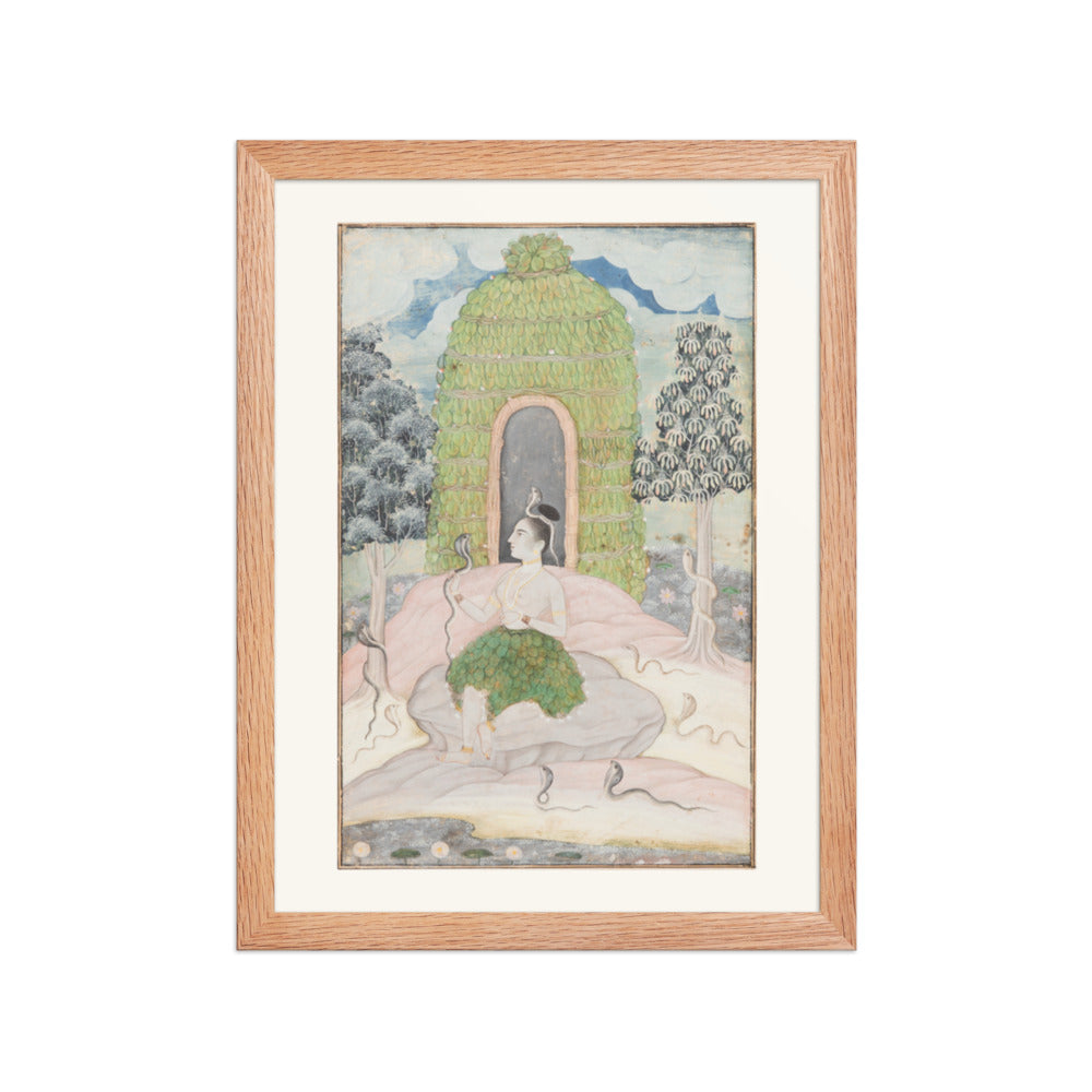 Ascetic Princess with Snakes in a Wilderness: Asavari — Restored Rajput Wall Art — view 4