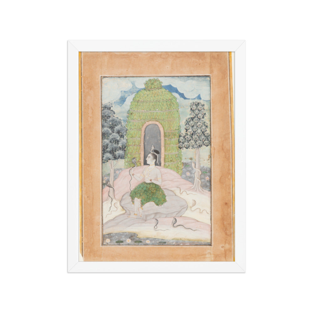 Ascetic Princess with Snakes in a Wilderness: Asavari — Restored Rajput Wall Art — view 6