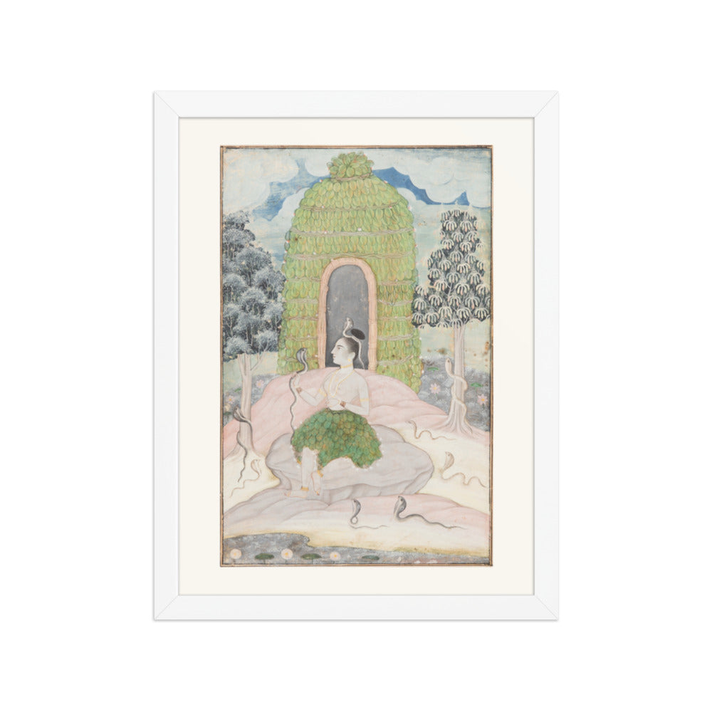 Ascetic Princess with Snakes in a Wilderness: Asavari — Restored Rajput Wall Art — view 6