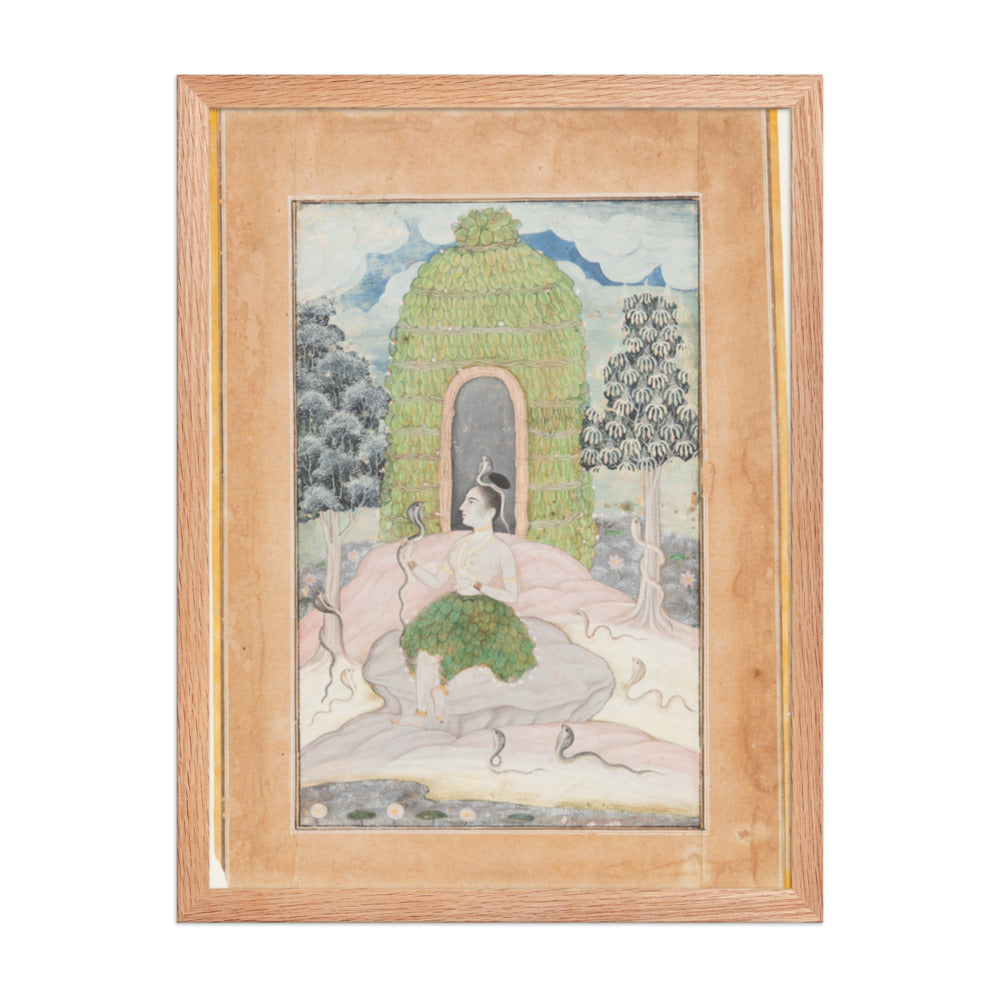 Ascetic Princess with Snakes in a Wilderness: Asavari — Restored Rajput Wall Art — view 3