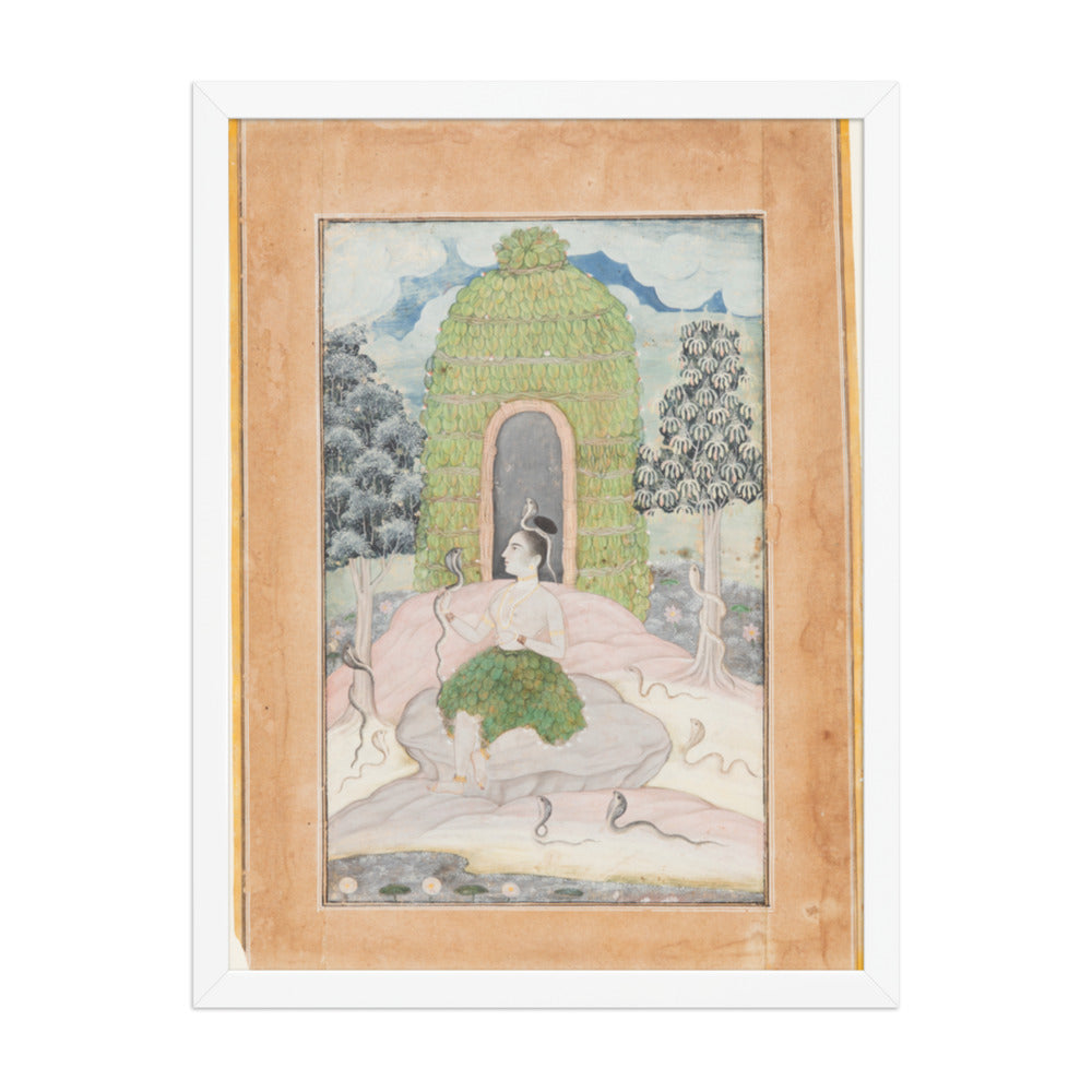 Ascetic Princess with Snakes in a Wilderness: Asavari — Restored Rajput Wall Art — view 5