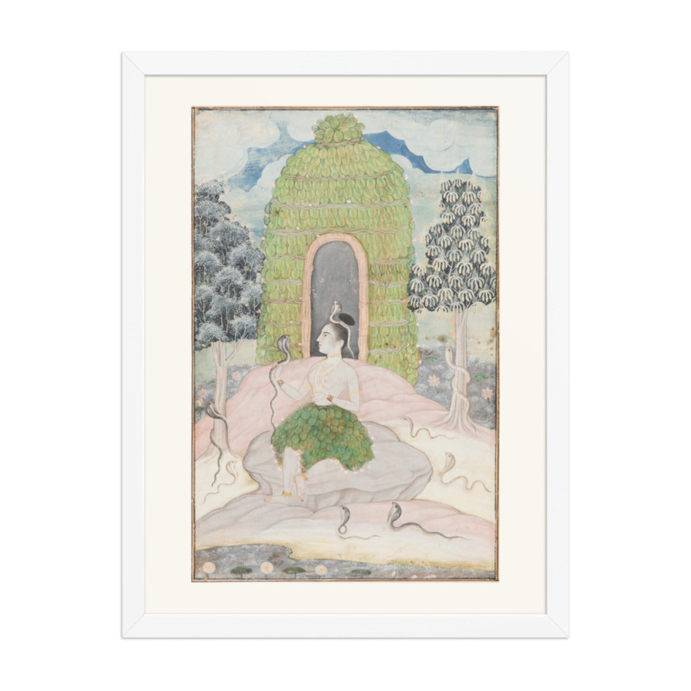 Ascetic Princess with Snakes in a Wilderness: Asavari — Restored Rajput Wall Art — view 5