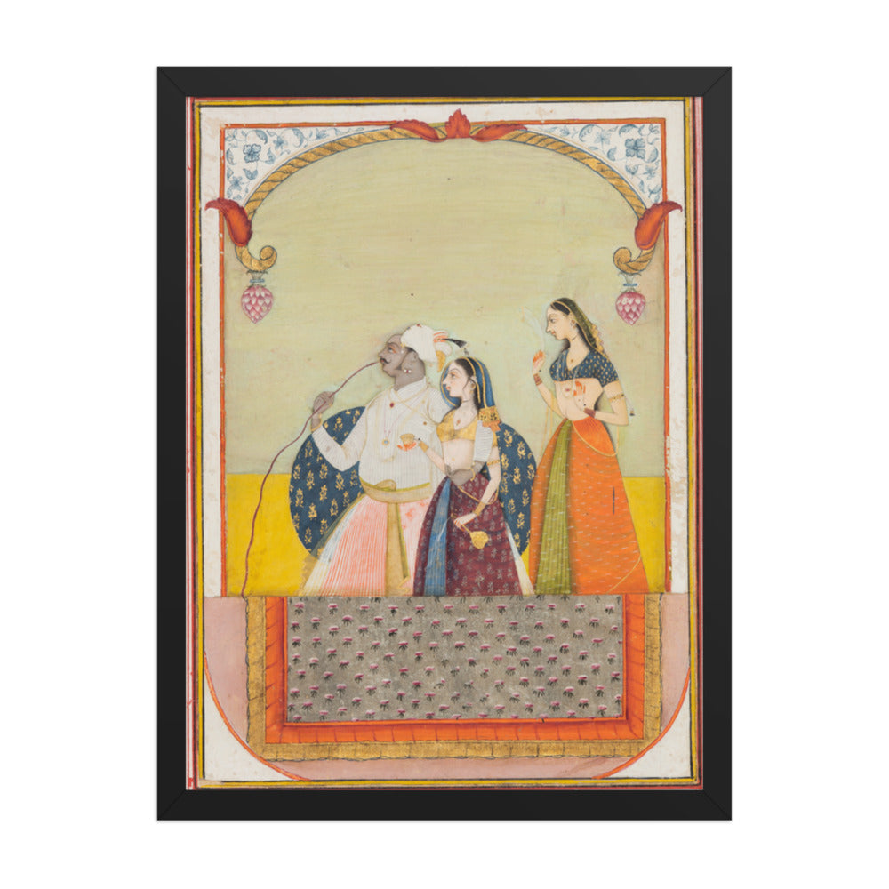 Maharaja Shri Anand Singh-ji and His Consort — Restored Rajput Wall Art — view 1