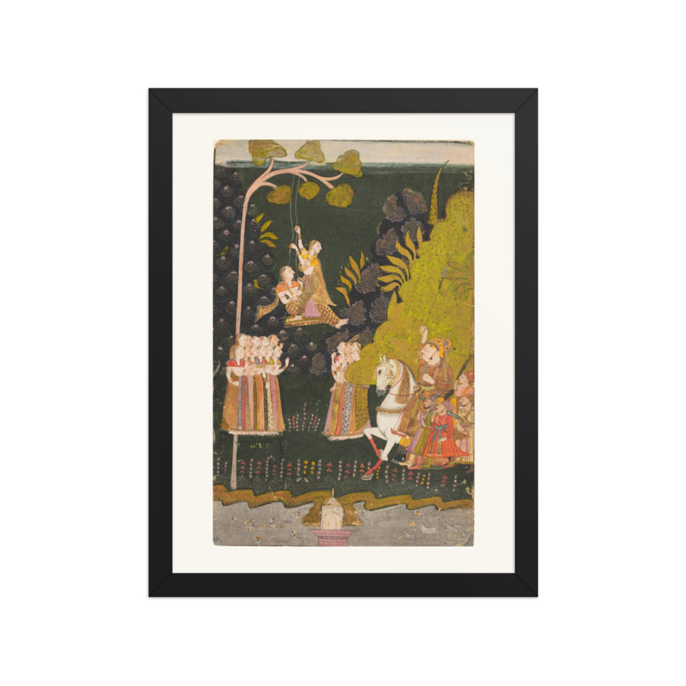 Maharaja Abhai Singh at the Teej Festival — Restored Rajput Wall Art — view 2