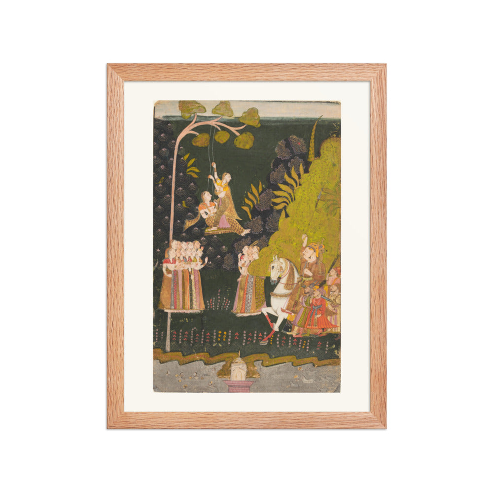 Maharaja Abhai Singh at the Teej Festival — Restored Rajput Wall Art — view 4