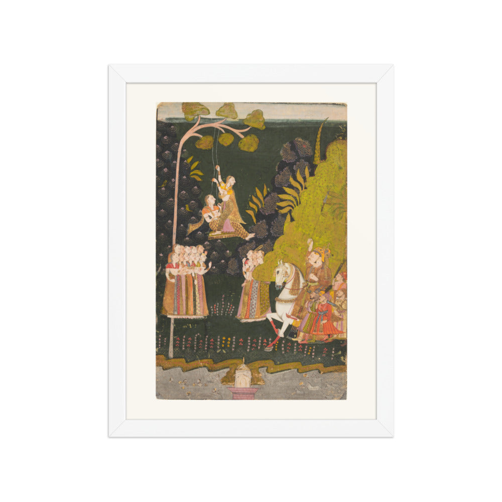 Maharaja Abhai Singh at the Teej Festival — Restored Rajput Wall Art — view 6