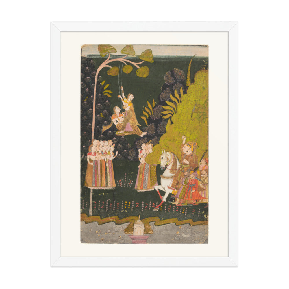 Maharaja Abhai Singh at the Teej Festival — Restored Rajput Wall Art — view 5