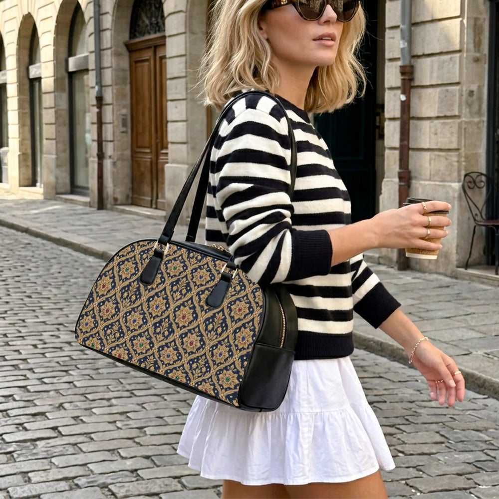 Zardozi Midnight — Navy & Gold Arch-Top Handbag — view 6