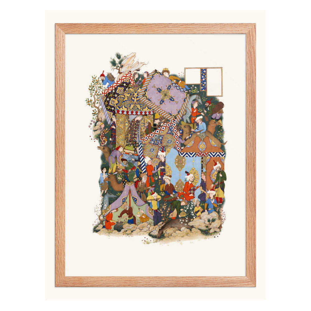 A Royal Encampment With Canopied Tents | Restored Persian Miniature — view 4
