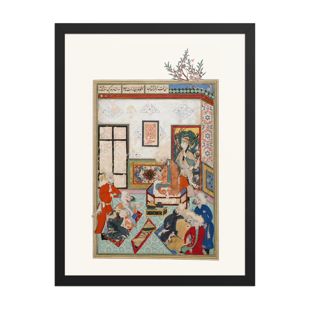 King Salih of Syria Entertaining Two Dervishes — Bustan of Sa'di | Restored Persian Wall Art — view 4