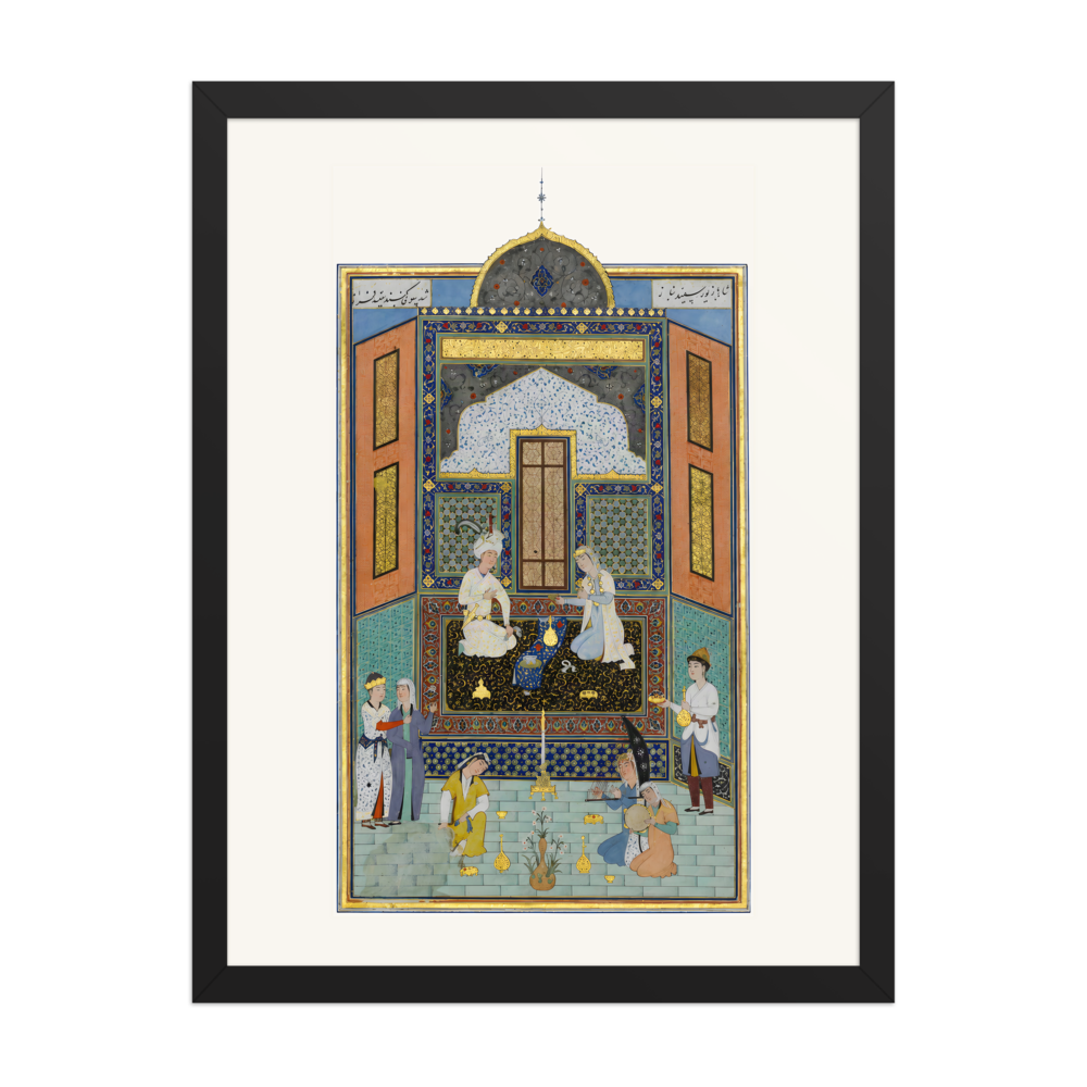 Bahram Gur in the White Palace on Friday — Herat, 1525 | Restored Persian Wall Art — view 4