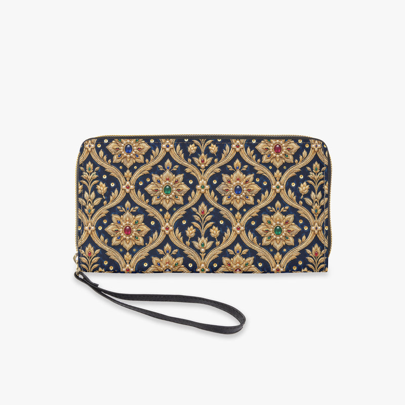Zardozi Midnight — Navy & Gold Wristlet Clutch Wallet