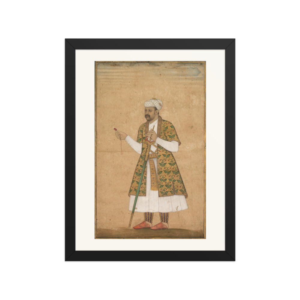 A Courtier Holding a Spinel, by Govardhan — Restored Mughal Wall Art — view 2