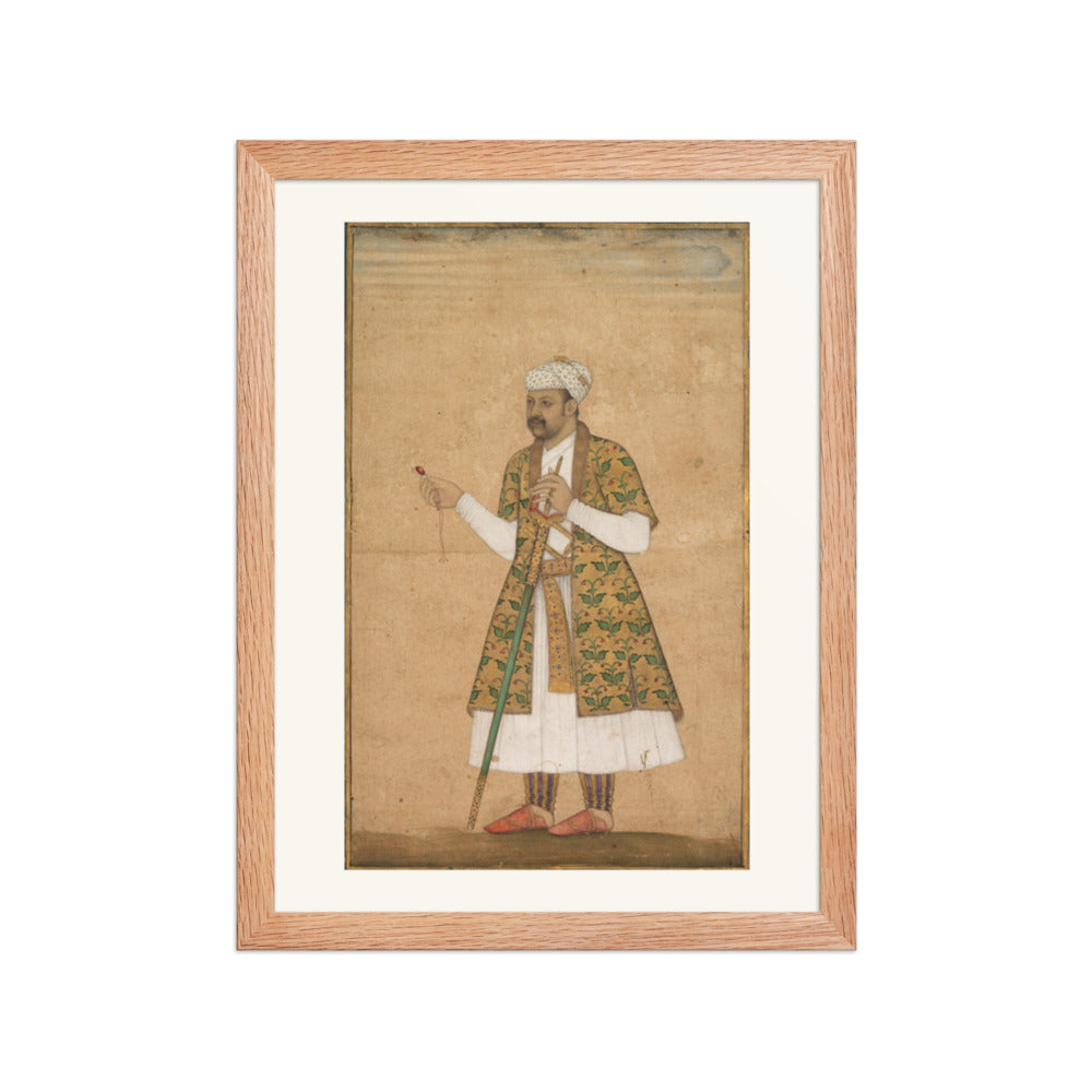 A Courtier Holding a Spinel, by Govardhan — Restored Mughal Wall Art — view 4