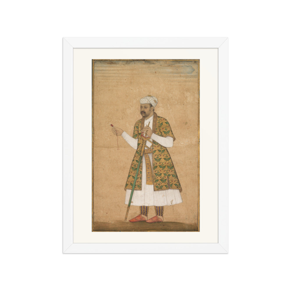 A Courtier Holding a Spinel, by Govardhan — Restored Mughal Wall Art — view 6