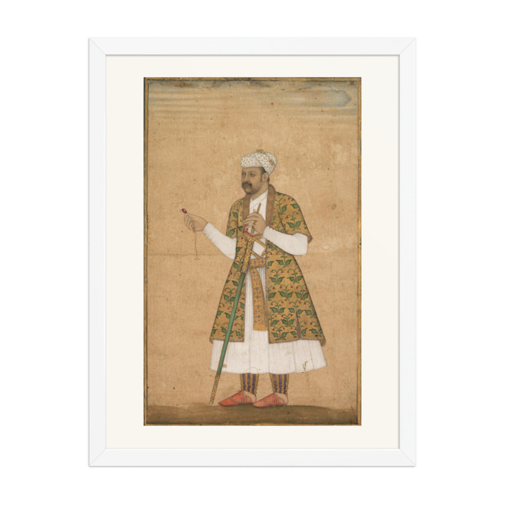 A Courtier Holding a Spinel, by Govardhan — Restored Mughal Wall Art — view 5