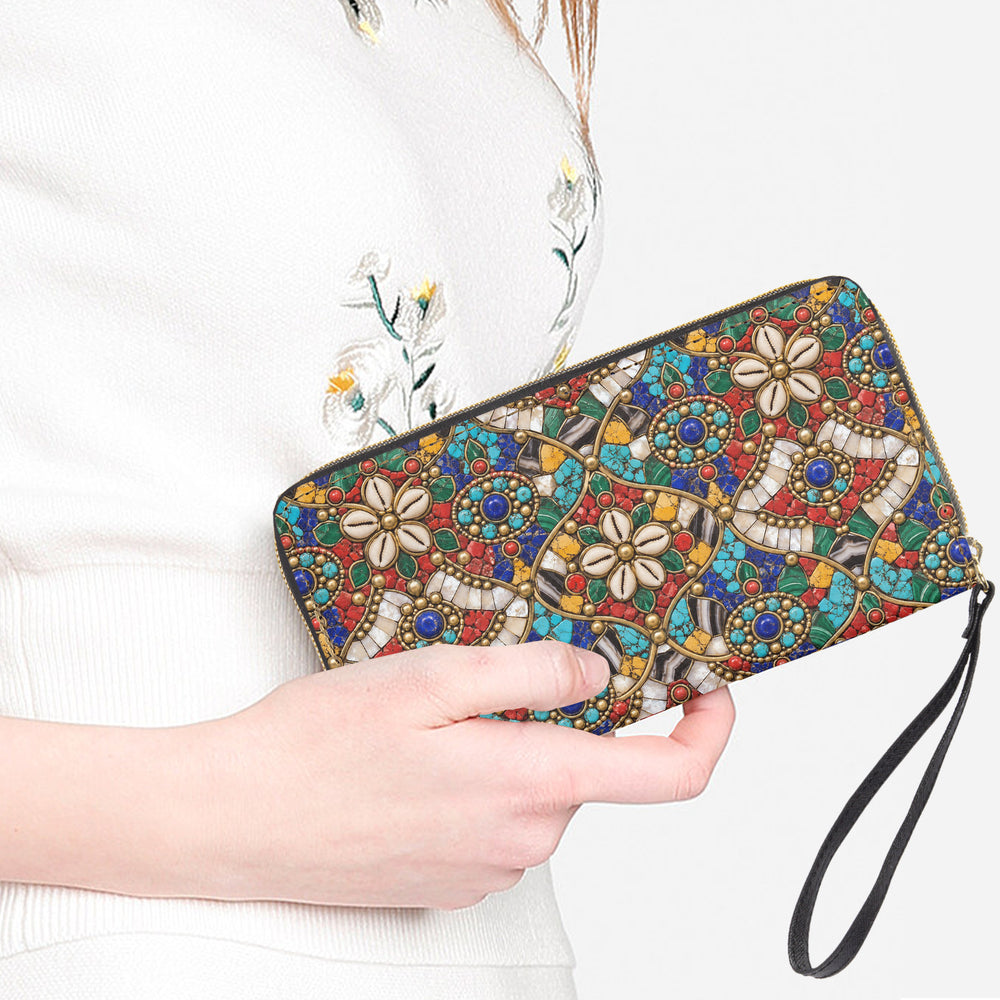 Stone Mosaic — Jewel Tones Wristlet Clutch Wallet — view 2