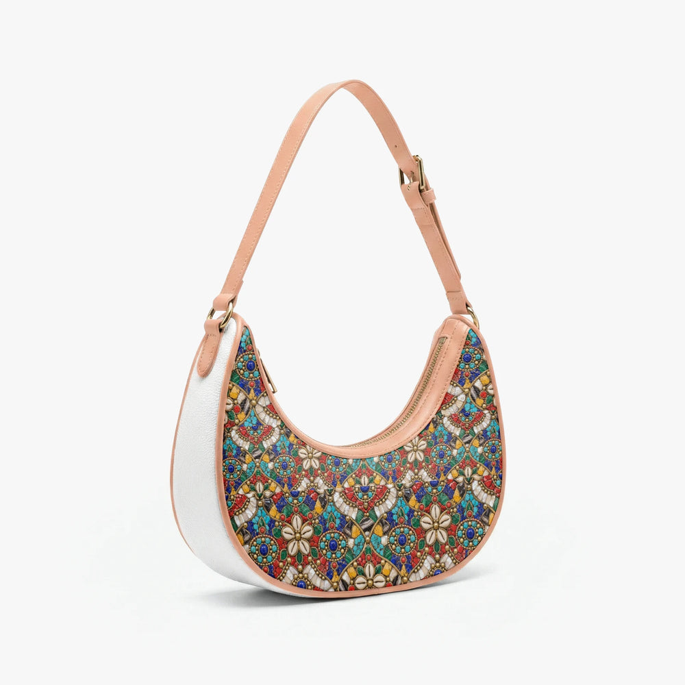 Stone Mosaic — Jewel Tones Crescent Shoulder Bag — view 3