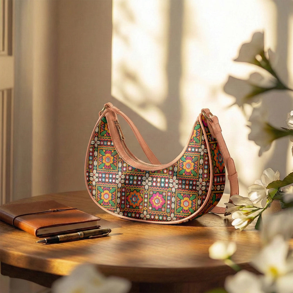 Kutch Mirror-Work — Multicolour Crescent Shoulder Bag — view 11