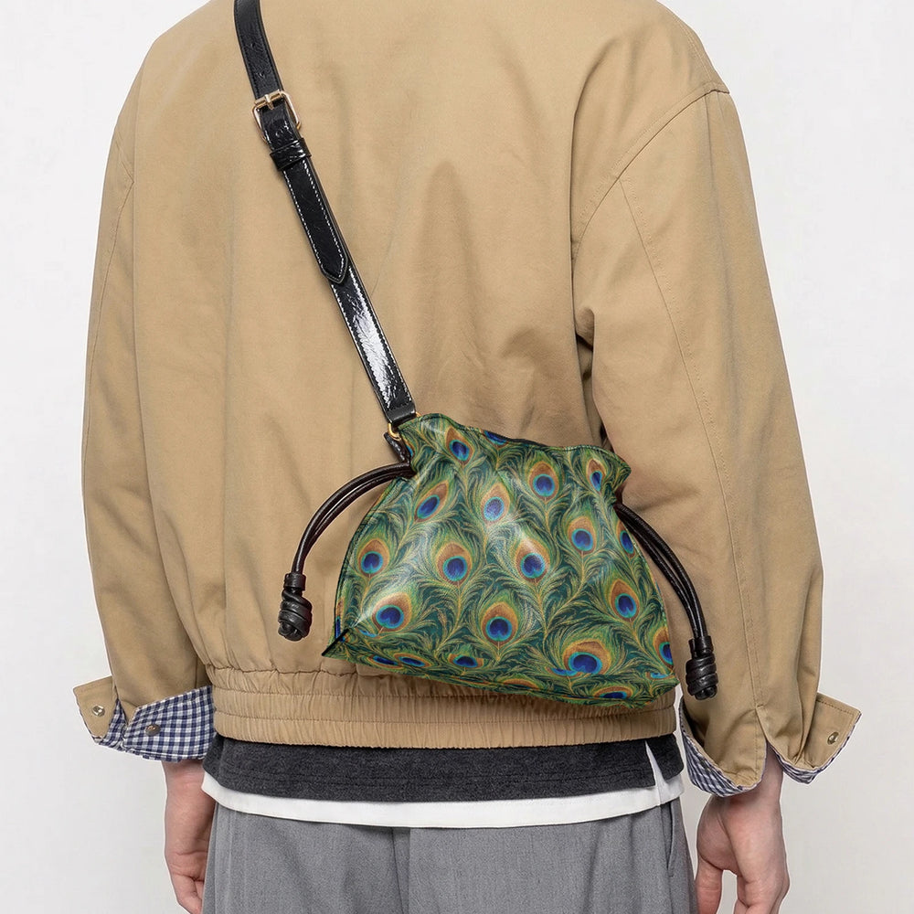 Mor Feather — Peacock Green Drawstring Pouch Bag — view 9