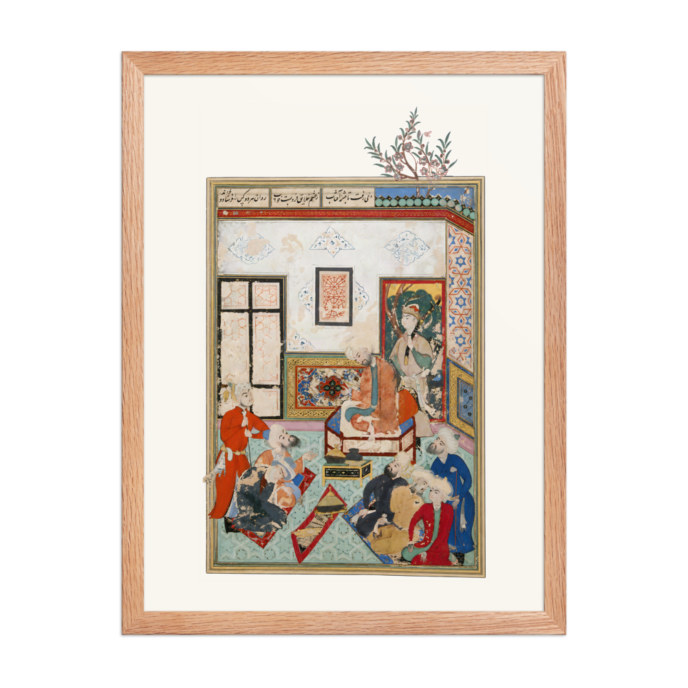 King Salih of Syria Entertaining Two Dervishes — Bustan of Sa'di | Restored Persian Wall Art — view 5