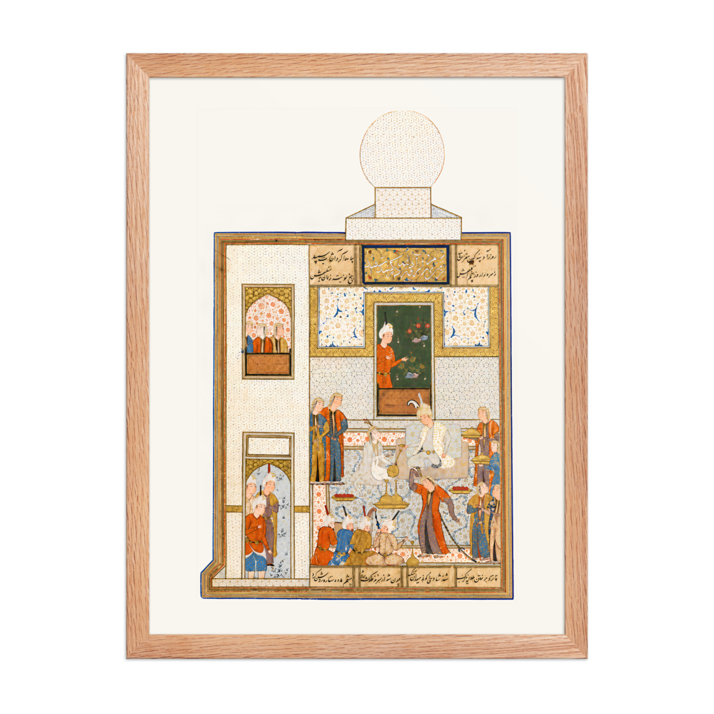 Bahram Visits the White Domed Pavilion — Khamsa of Nizami | Restored Persian Wall Art — view 5
