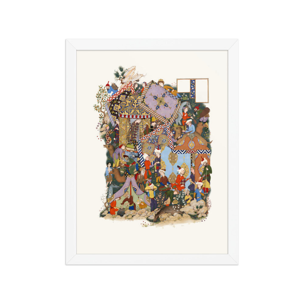 A Royal Encampment With Canopied Tents | Restored Persian Miniature — view 5