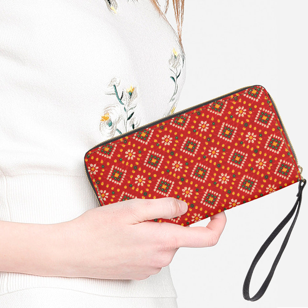 Bandhani — Red & Saffron Wristlet Clutch Wallet — view 2