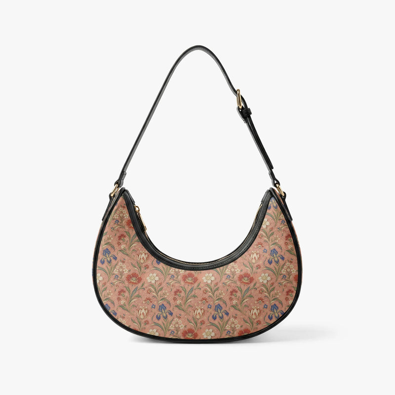 Hashiya Flowers — Apricot Crescent Shoulder Bag