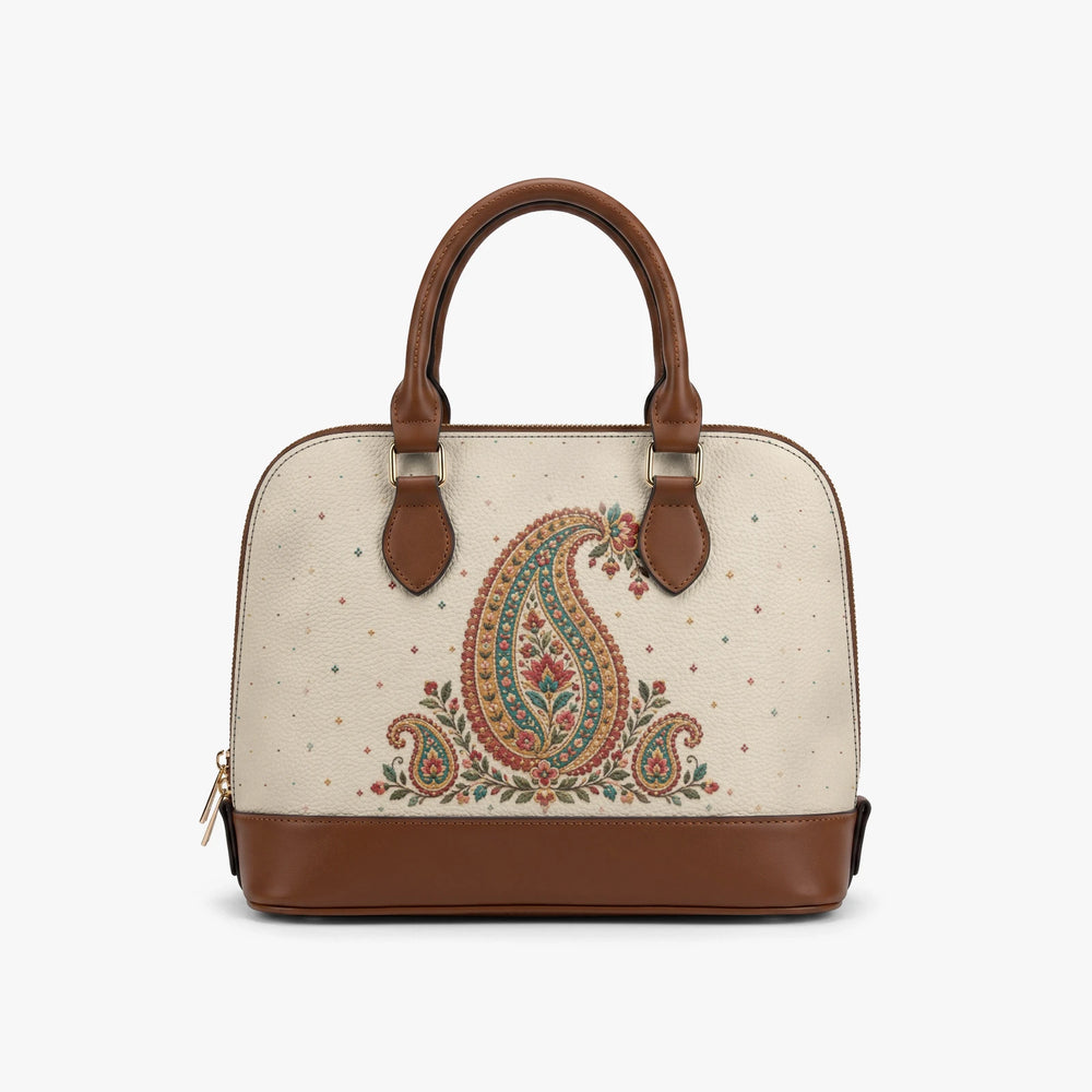 Embroidered Buta — Ivory Dome Handbag — view 3