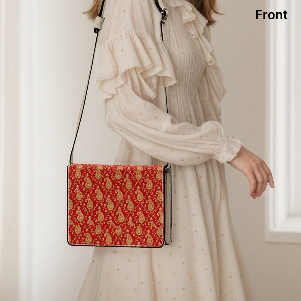 Zari Buti — Red & Gold Book Crossbody Bag — view 6