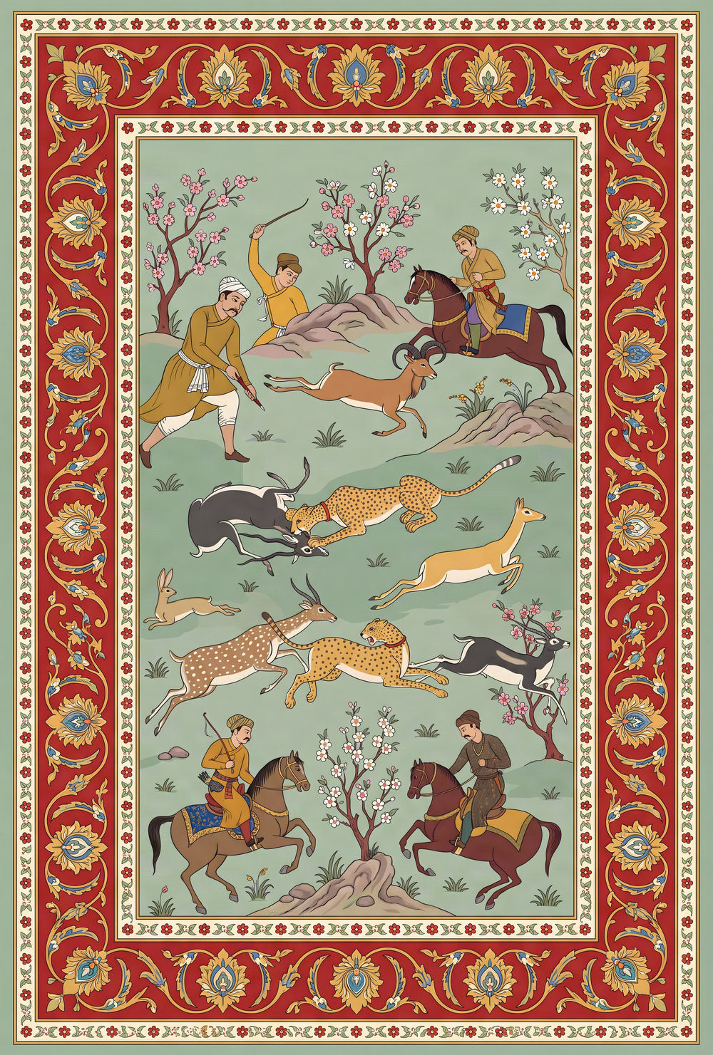 Shikar — Mughal Hunting Scene Area Rug — view 3