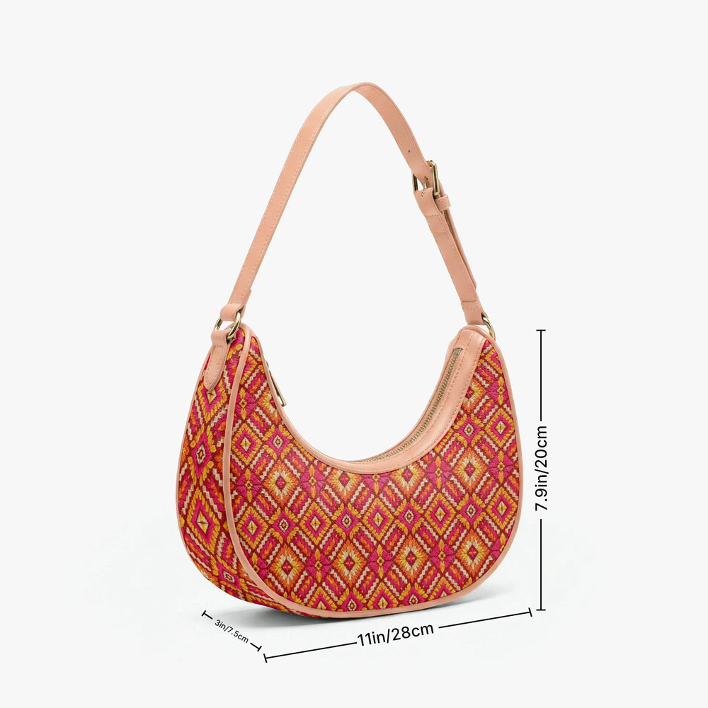Phulkari — Saffron & Red Crescent Shoulder Bag — view 9