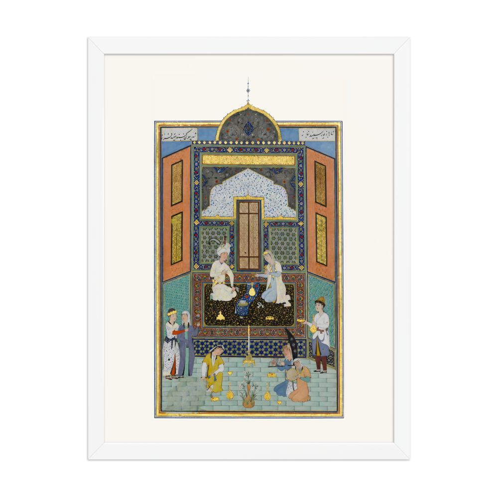 Bahram Gur in the White Palace on Friday — Herat, 1525 | Restored Persian Wall Art — view 6