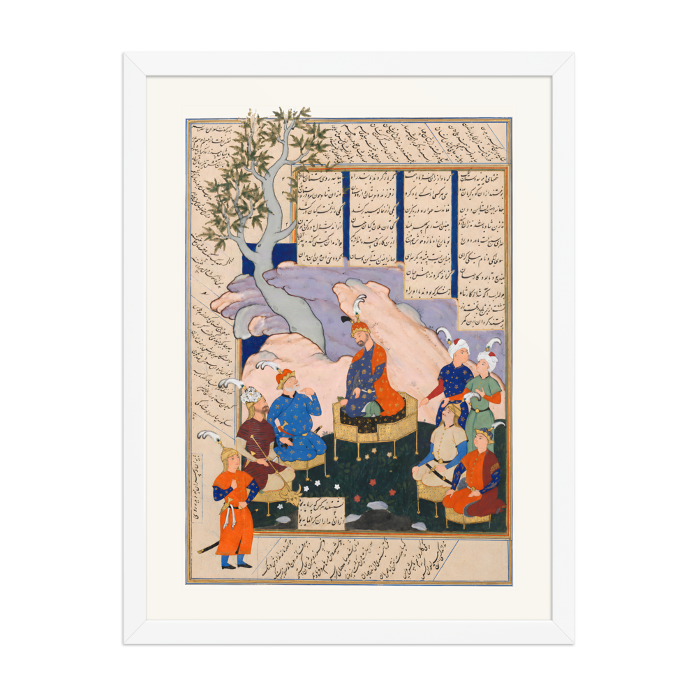 Luhrasp Hears of the Vanishing of Kai Khusrau — Shahnama, 1576 | Restored Persian Wall Art — view 6