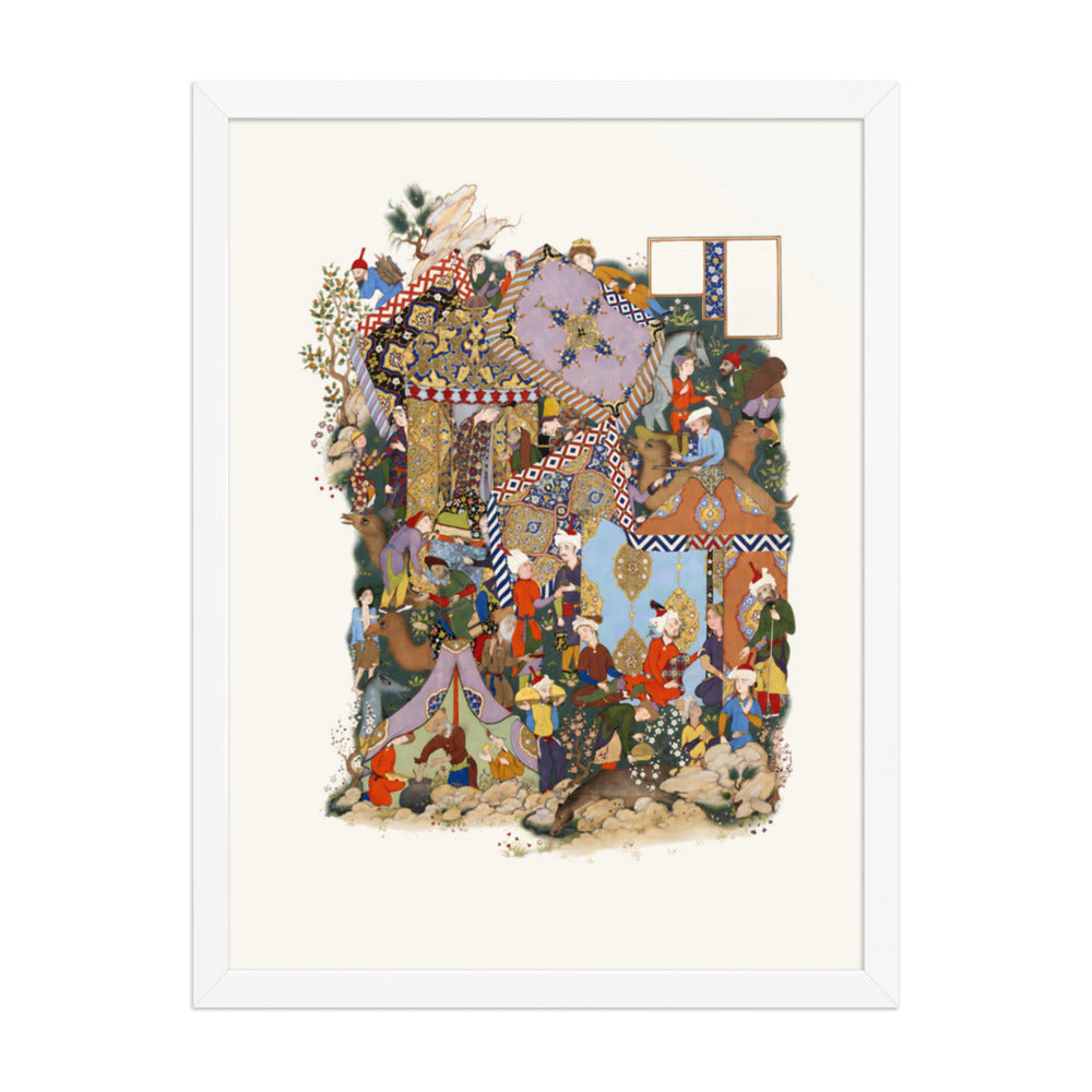 A Royal Encampment With Canopied Tents | Restored Persian Miniature — view 6