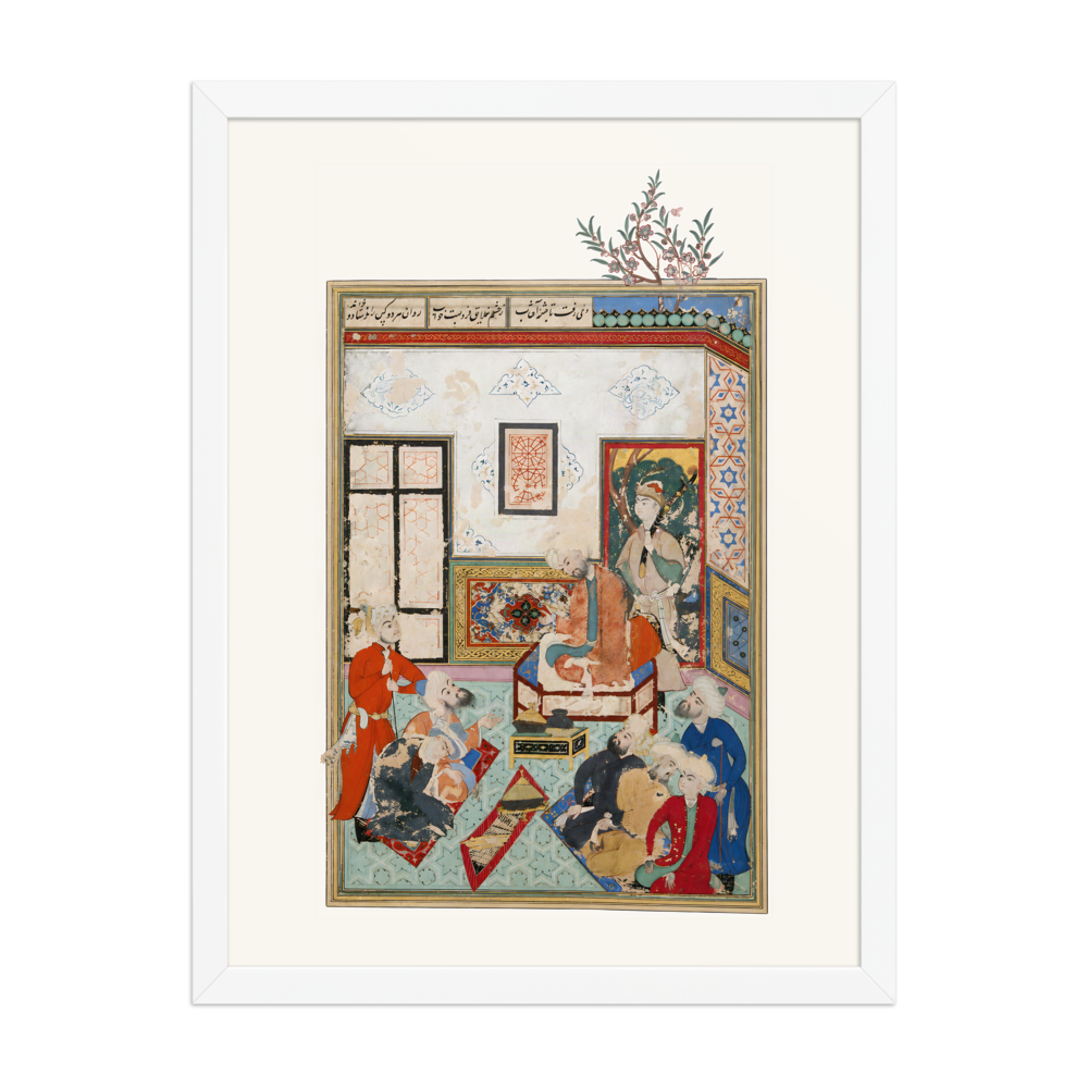 King Salih of Syria Entertaining Two Dervishes — Bustan of Sa'di | Restored Persian Wall Art — view 6