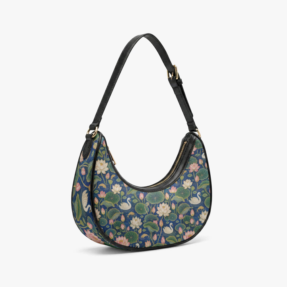 Kamal Talai — Lotus Pond Navy Crescent Shoulder Bag — view 4