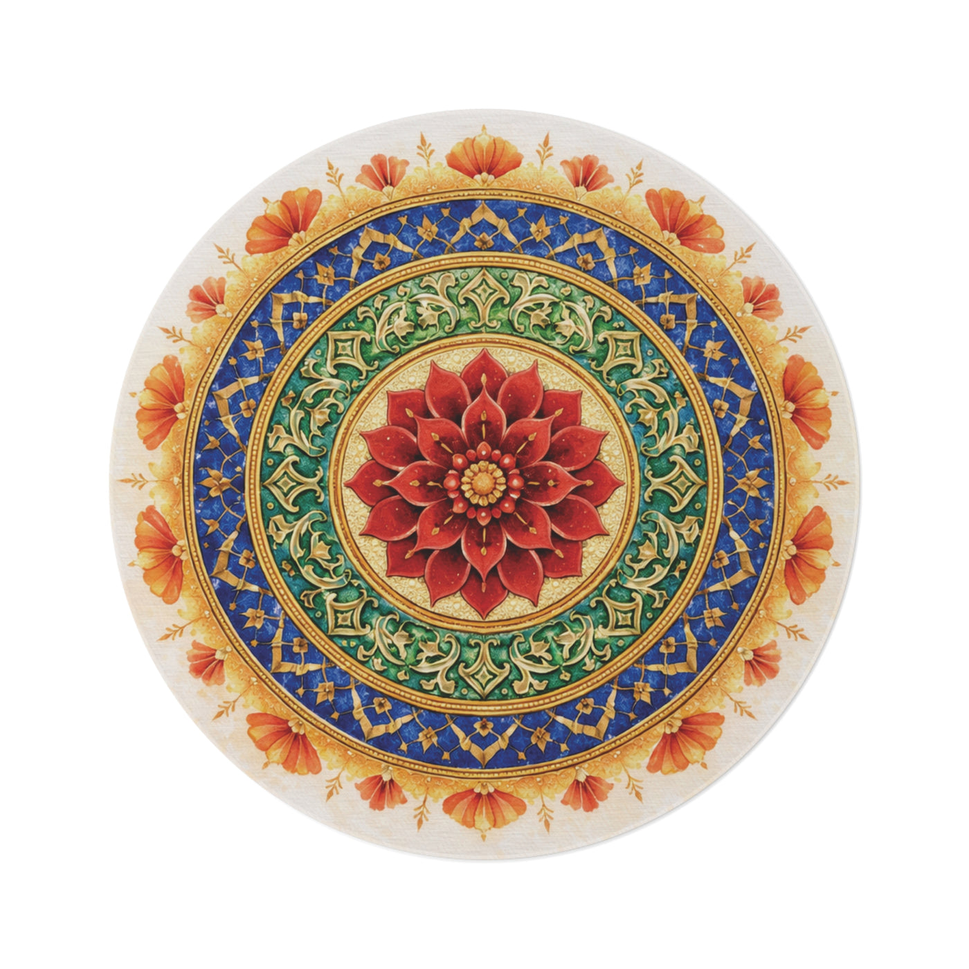 Mandala Floral Round Rug — Boho Decorative Floor Mat — view 1