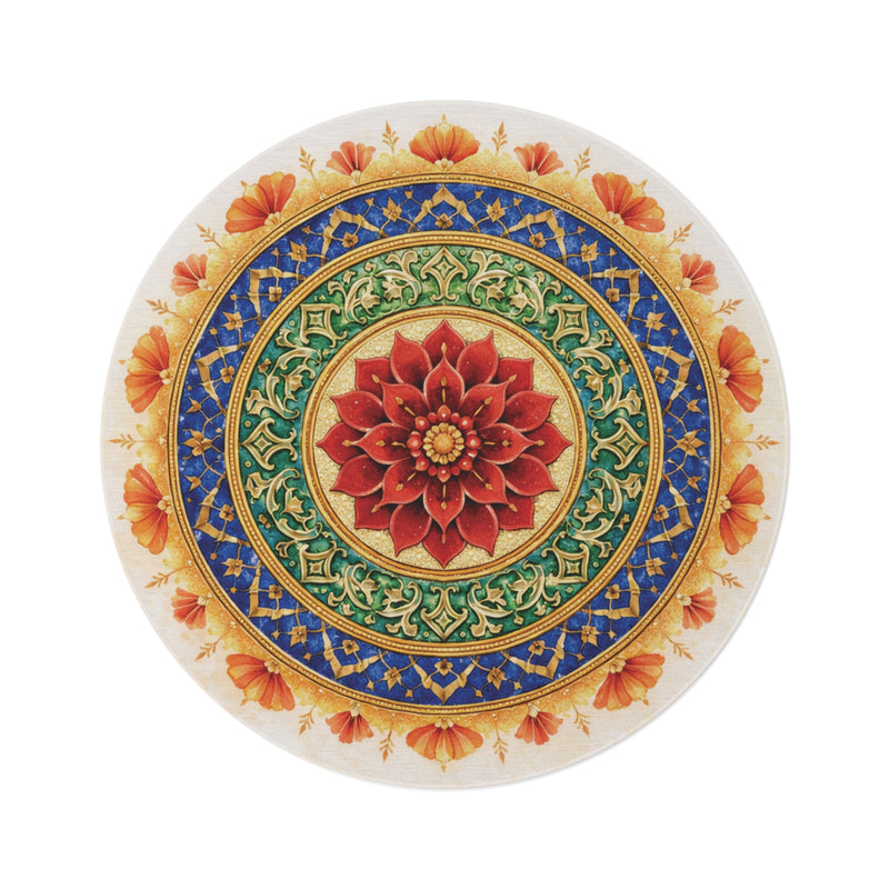 Mandala Floral Round Rug — Boho Decorative Floor Mat