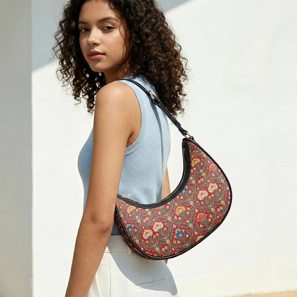 Chintz Jaal — Red & Indigo Crescent Shoulder Bag — view 13
