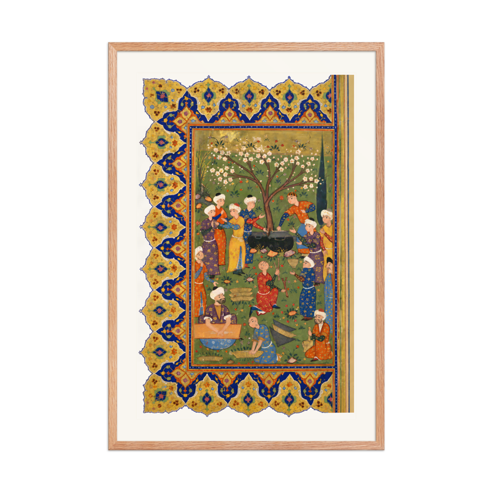 Preparation for a Noon-Day Meal — Divan of Mir 'Ali Shir | Restored Persian Wall Art — view 8