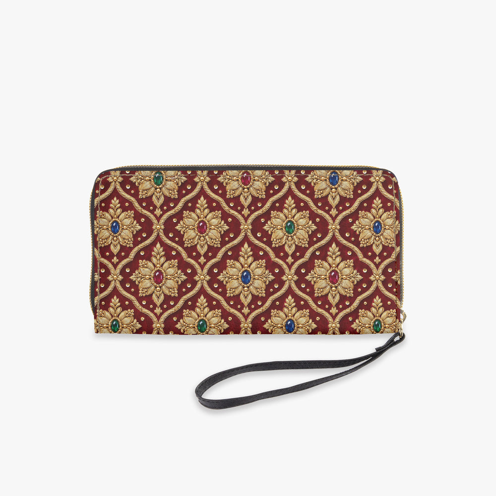 Shahi Zardozi — Wine & Gold Wristlet Clutch Wallet — view 5