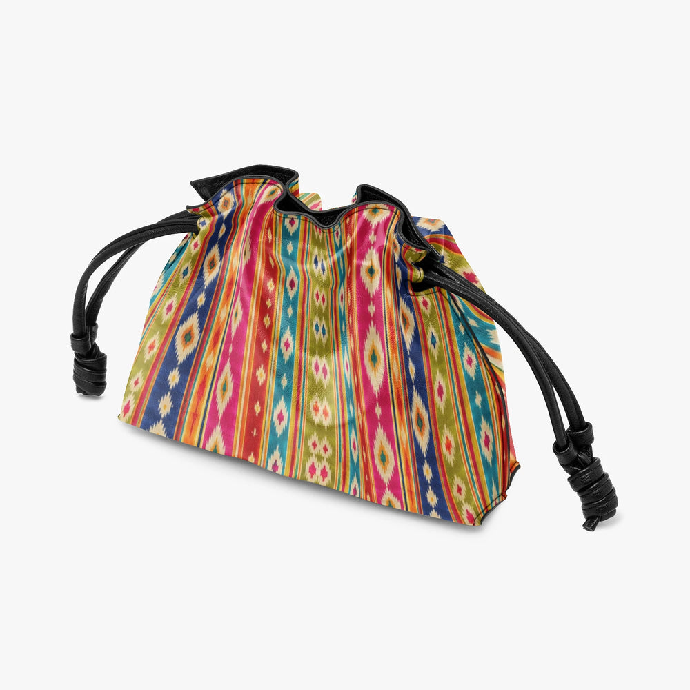 Mashru Ikat — Multicolour Stripe Drawstring Pouch Bag — view 3