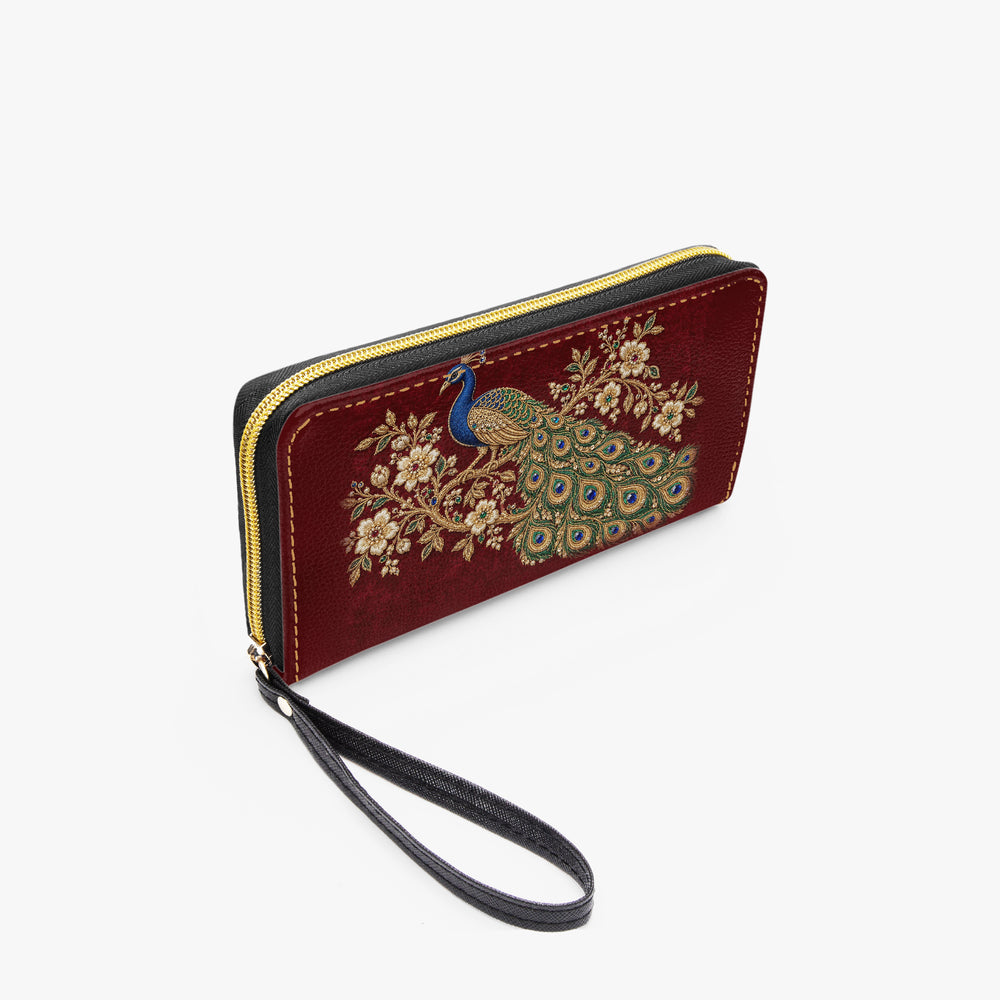 Zardozi Peacock — Maroon & Gold Wristlet Clutch Wallet — view 4