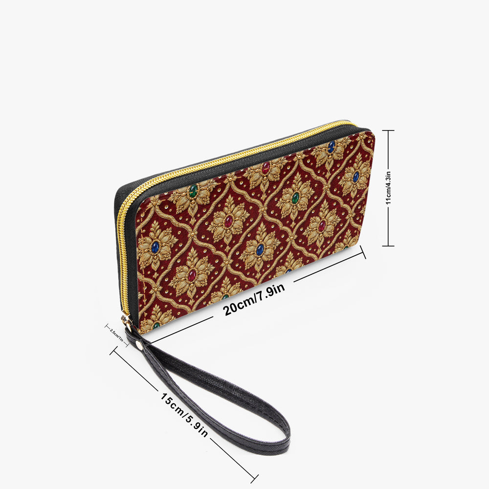 Shahi Zardozi — Wine & Gold Wristlet Clutch Wallet — view 3